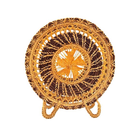Vtg Sunburst Wicker Rattan Woven Boho Napkin Holder Stand Mid Century MCM EUC - Picture 1 of 8